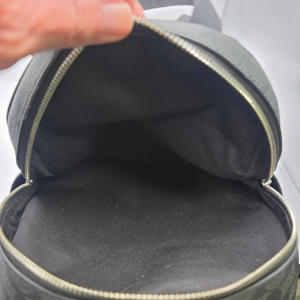 Coach Backpack Medium Black West Signature Canvas Pebble Leather F2447-5871